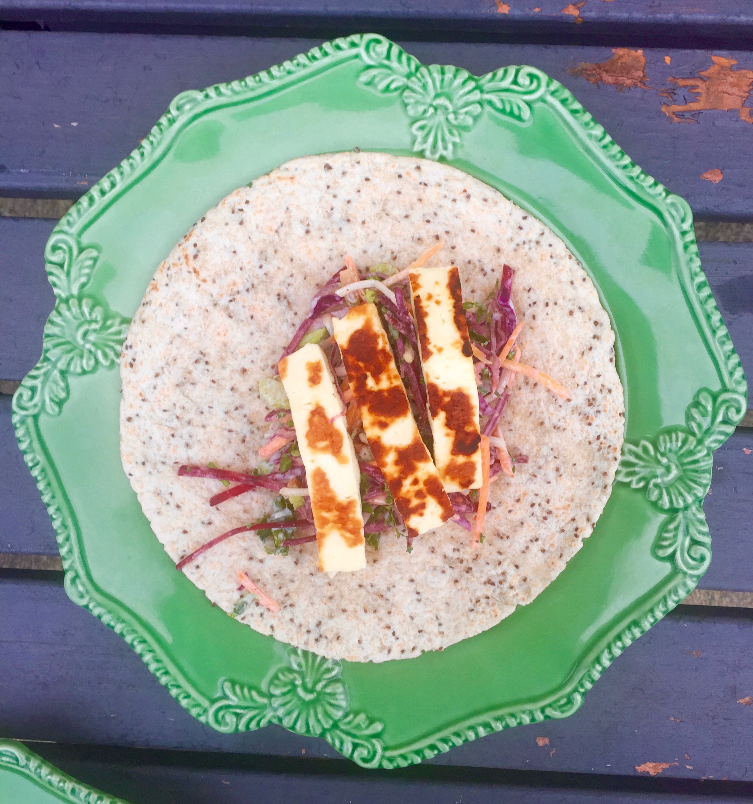 Haloumi Tacos with Rainbow Slaw